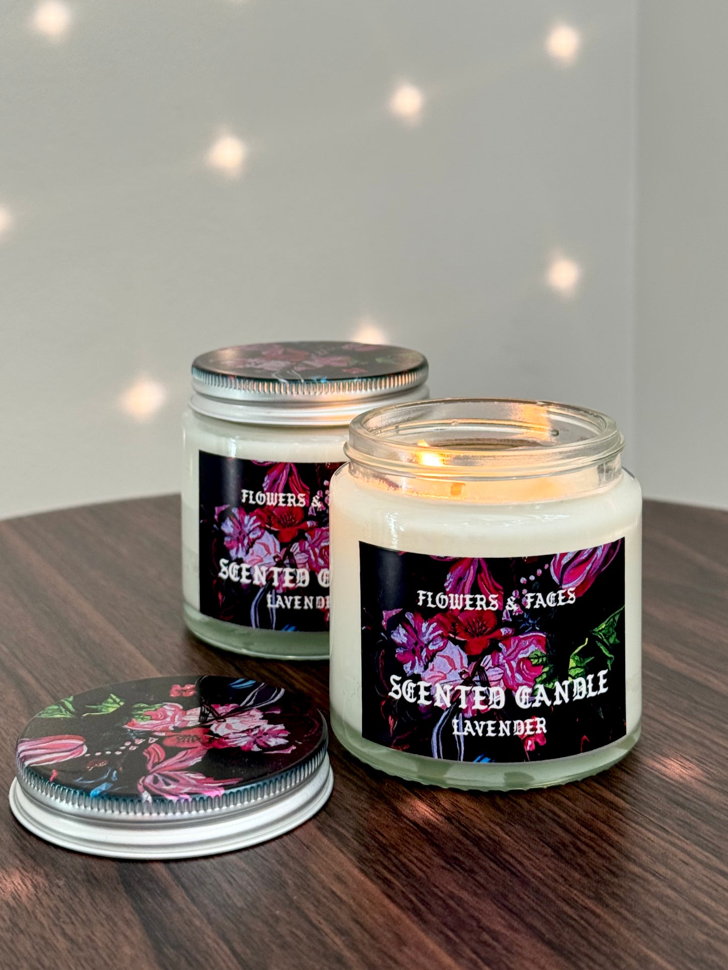 flowers + faces lavender scented candle
