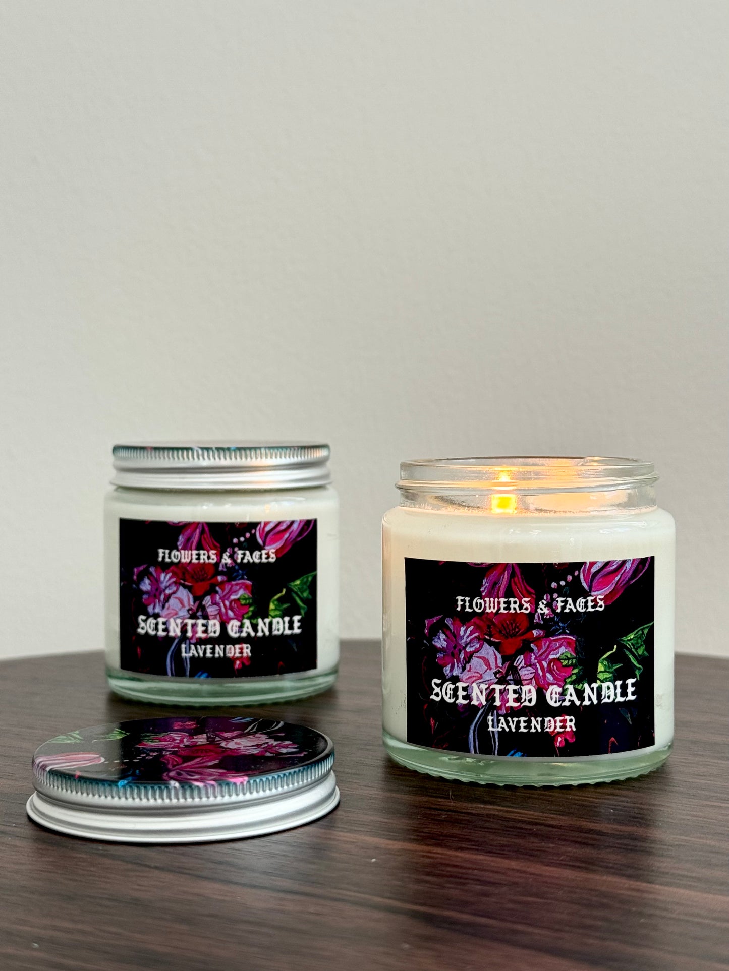 flowers + faces lavender scented candle