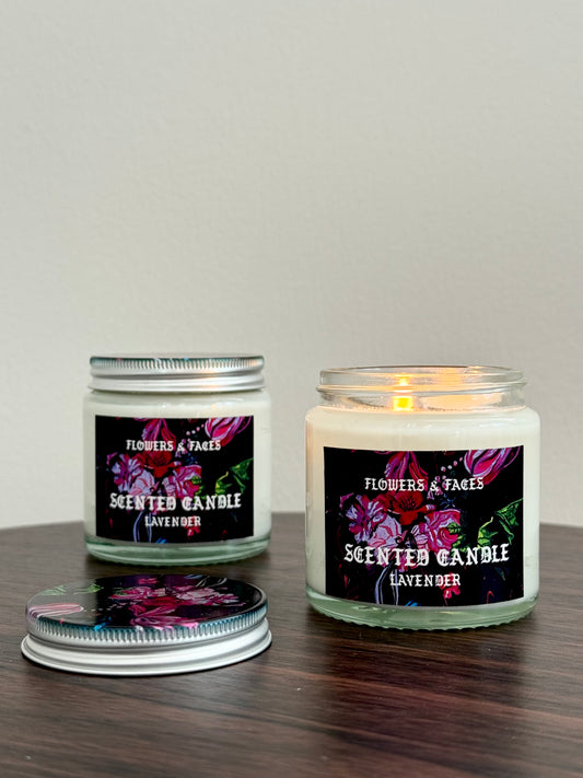 flowers + faces lavender scented candle