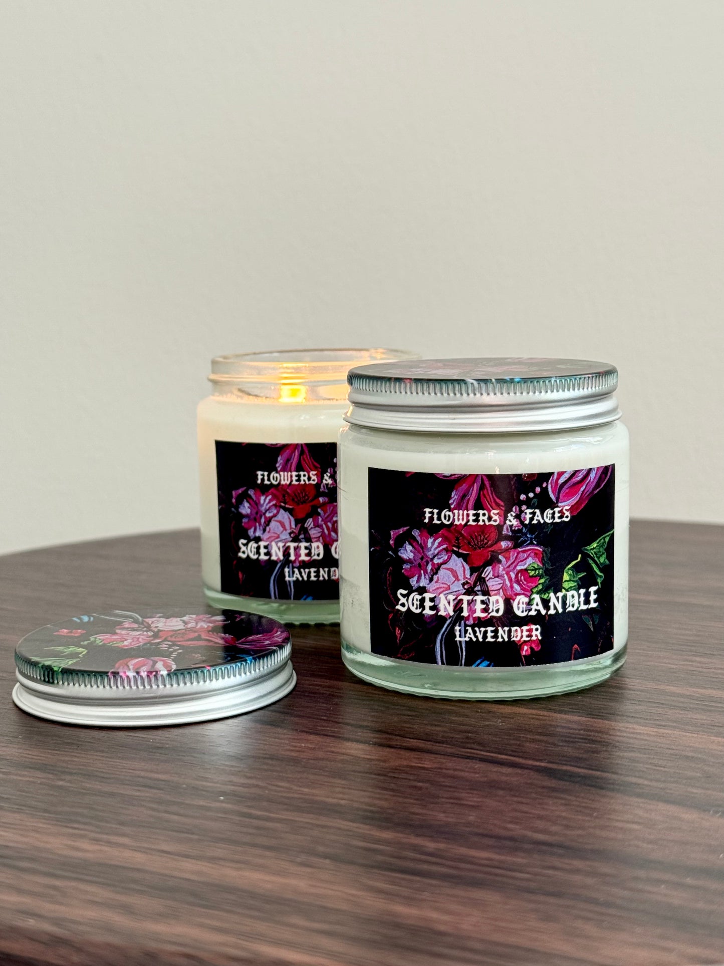 flowers + faces lavender scented candle