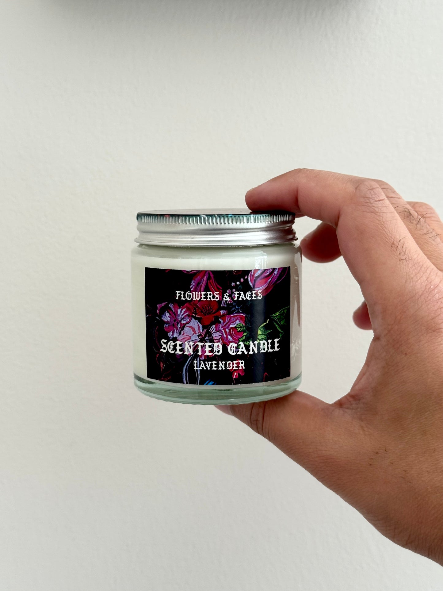 flowers + faces lavender scented candle