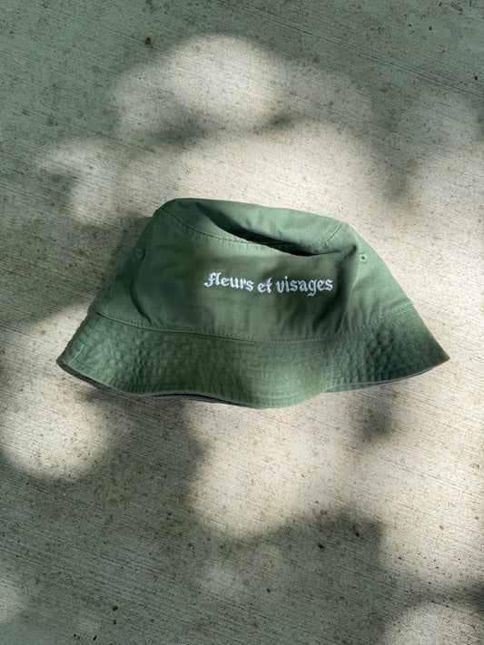 flowers + faces font bucket hat