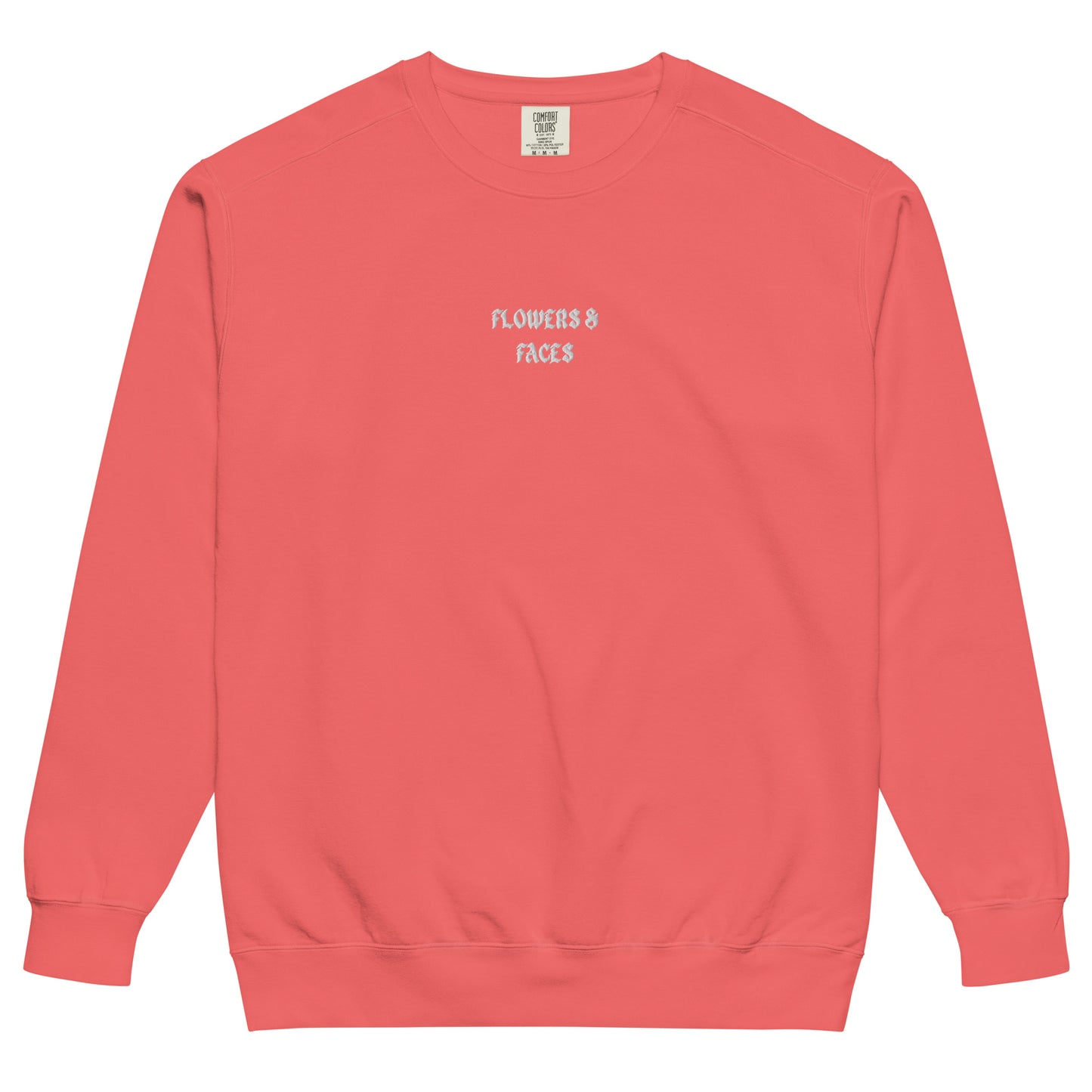 flowers + faces script logo crew sweat